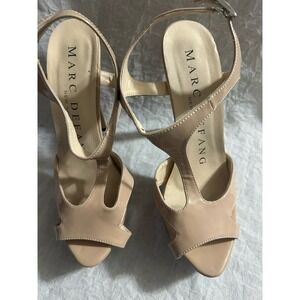 Marc Defang Heels Women's‎ Size 10 Nude Beige Shiny 5" Heel Straps Faux Buckle